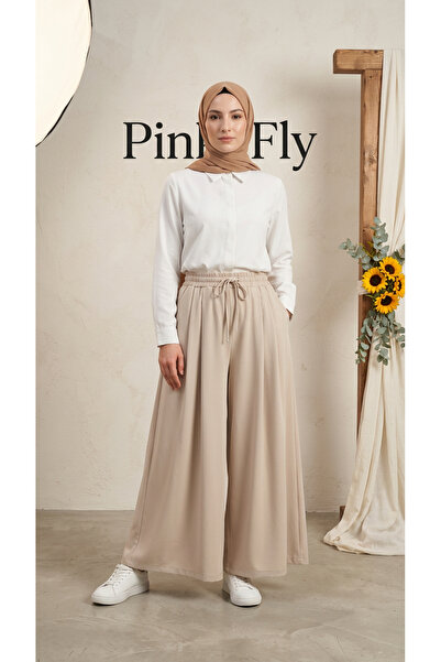 PİNK FLY Modal Fabric Skirt Trousers with Elastic Waist, Adjustable Drawstrin...