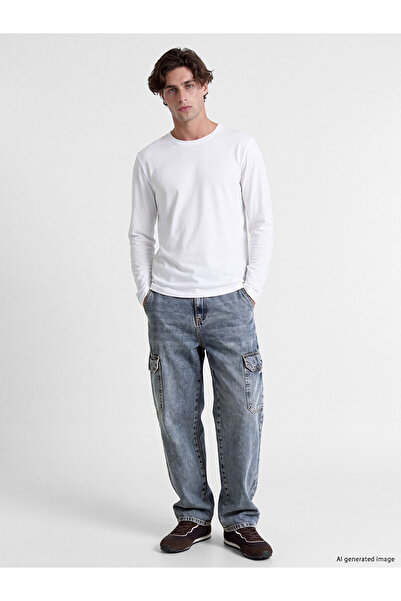 LC Waikiki Nevavm with Difference Lcw Jeans Indigo Denim Straight Baggy Fit R...
