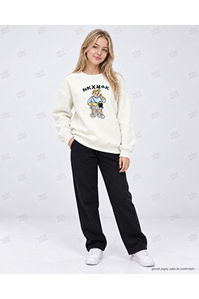 Minimoda Kids Hanorac oversize cu guler înalt cu 3 șnururi pentru fete