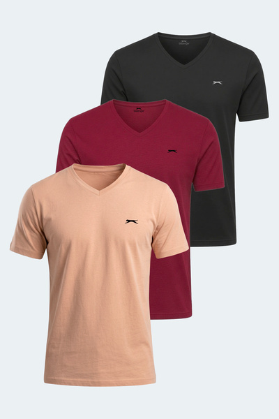 Slazenger مجموعة ريفالدو مكونة من 3 قمصان رجالية برقبة على شكل حرف V باللون ا...