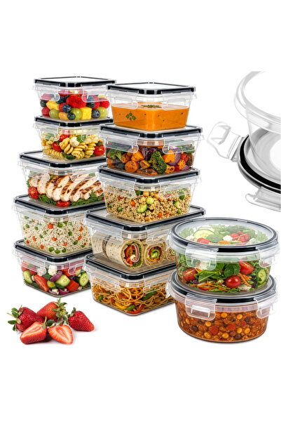 zola Set 12 caserole alimentare, 350-1000 ml, fara BPA, microunde, congelator, masina de spalat vase