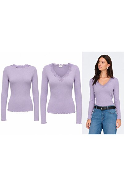 JDY JDYETOILE L/S V-NECK RIB TOP JRS DIA