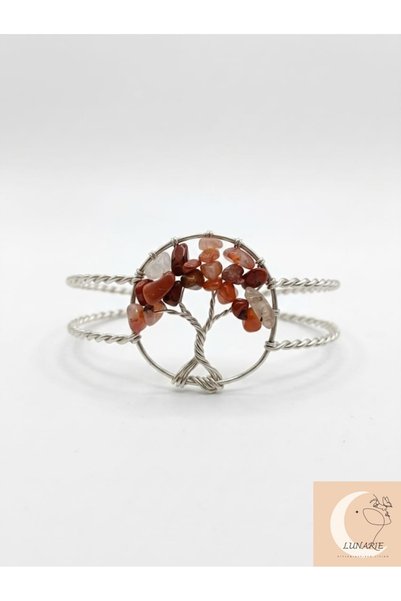 Lunarie Silver Tree of Life Natural Stone Bracelet - Anti-Allergic Women's Bracelet