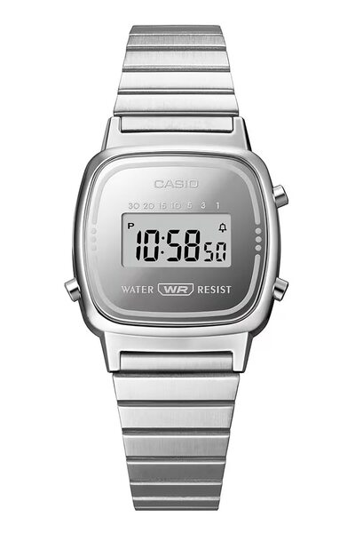 Casio Ορθογώνιο Ψηφιακό Ρολόι, Ασημί
