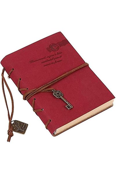 Other Vintage Key Leather Cover Diary for Men or Women (Red)
