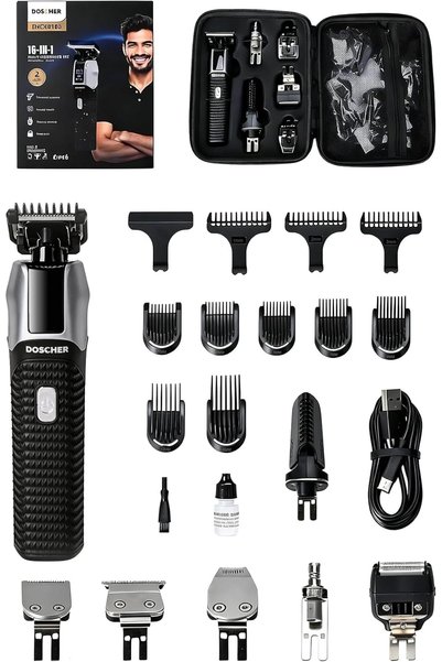 DOSCHER 16-in-1 Beard Trimmer for Men and Hair Clipper Machine, LED Display S...
