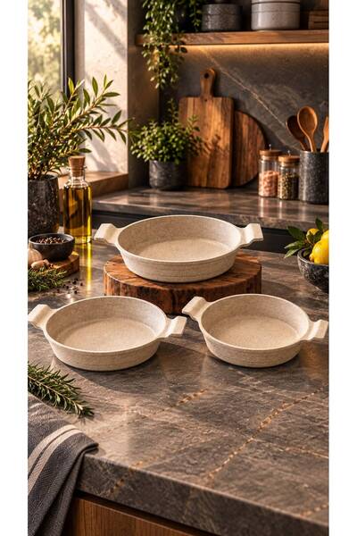 LAVONNI Nirvana 3 Piece Cast Iron Sahan Set Cappucino |   18-20-22 cm Non-Sti...