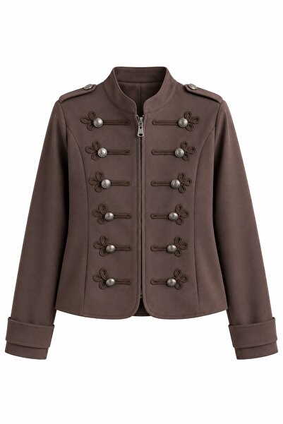 Laluvia Brown Napoleon Blazer Jacket - 2Y9729