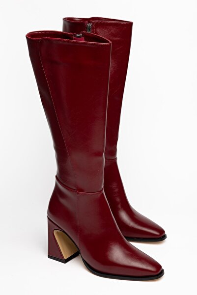 Hayalimdeki Ayakkabı Gisella Women's Burgundy Shiny Leather Special Design He...