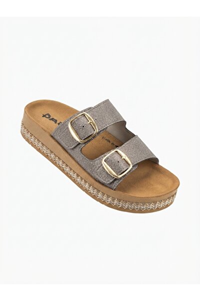 Elit Polen 1199 Orthopedic Double Buckle Glitter Detailed Daily Women's Slippers