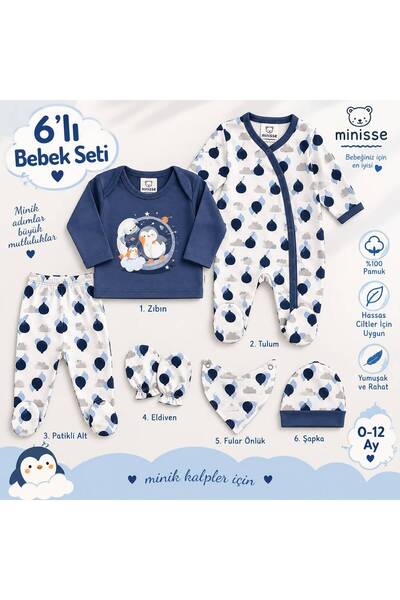 Minisse 6 Piece Baby Outfit and Top-Bottom Set (Limited Stock for Our Customers)