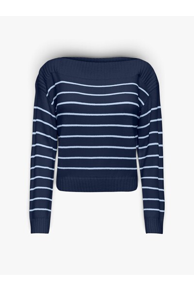 ONLY Onlkatia Ls Boatneck Cc Knt Women's Blue Sweater - 15374823
