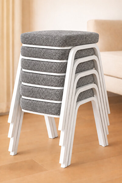 Ecowood Metal Tabure Beyaz - 6 Adet