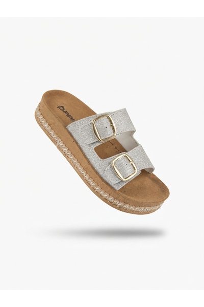 Elit Polen 1199 Orthopedic Double Buckle Glitter Detailed Daily Women's Slippers