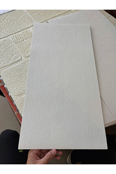 Bien Home 10 Adet, Yüksek Kalite Kabartmalı Dokulu Beyaz Renk Gerçek Sıva Hissi Modern Beton Görünüm Desenli Pvc Mat Panel Kendinden Yapışkanlı Duvar Kaplaması Mat-1201, 30x60 CM
