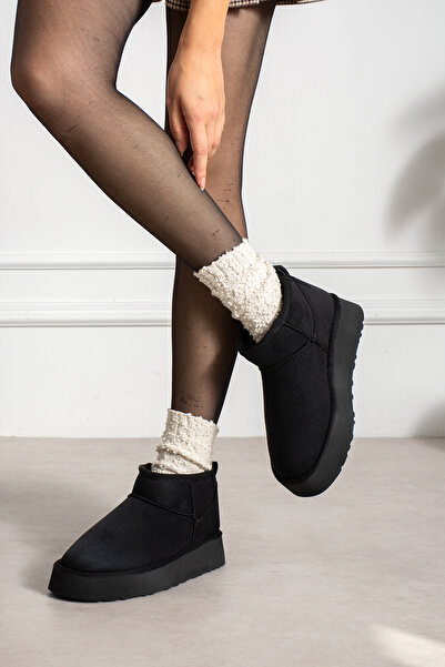 Vaghessa Shoes Vaghessa Cozy- SİYAH Kadın Süet İçi Kürklü Kalın Tabanlı Kışlı...