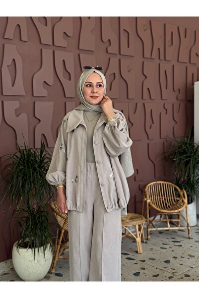 Shulee Bomber ceketli kadife takım taş
