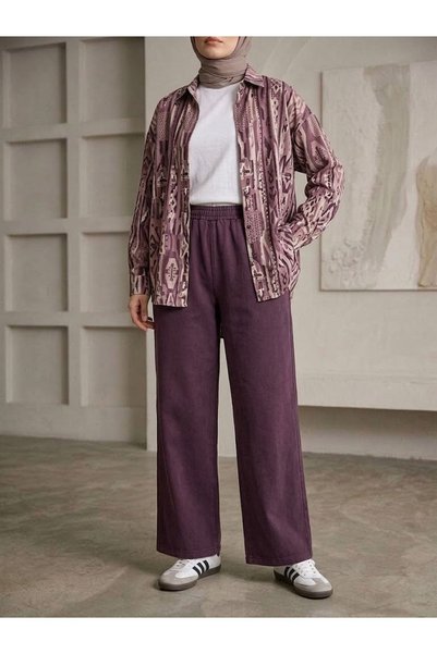Generic Brand Washable Trousers with Pockets - Burgundy