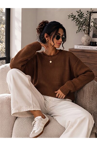 FAVORİST Γυναικείο πλεκτό πουλόβερ Oversize