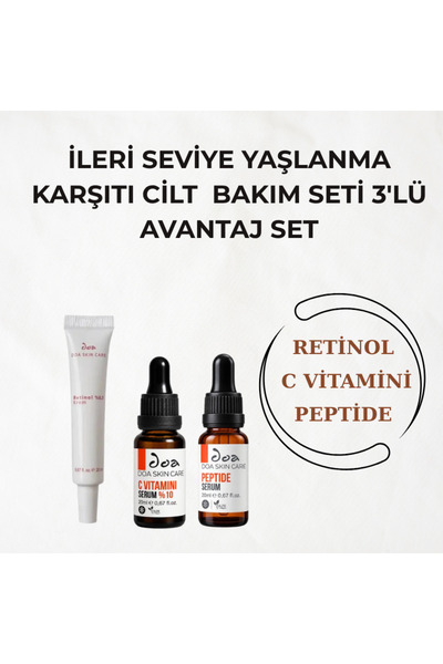 DOA KOZMETİK İleri Seviye Yaşlanma ve Kırışıklık Karşıtı Cilt Bakım Seti 3'lü...