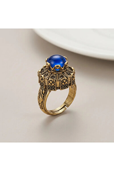 Dorvina Bronze Women's Ring Authentic Copper Jewelry Blue Stone King's Crown ...