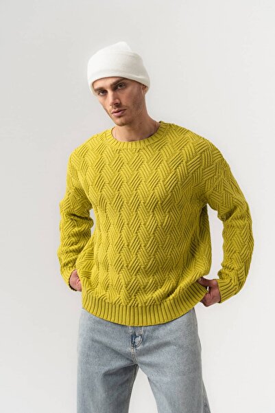 go gang own Vector Thessaloniki Knitted Geometric Patterned Crew Neck Knitwea...