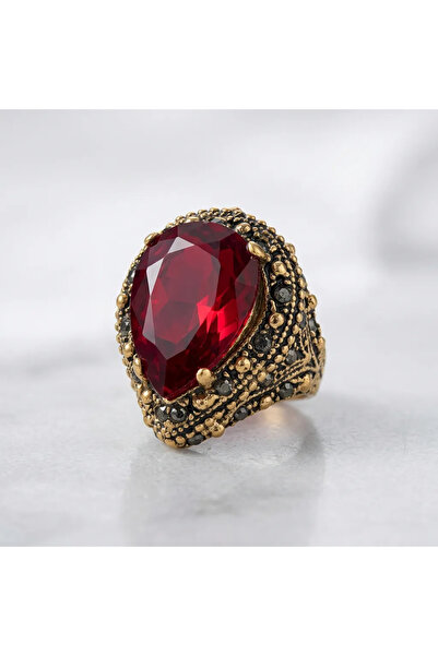 Dorvina Bronze Women's Ring Authentic Copper Jewelry Red Drop Zircon Stone La...