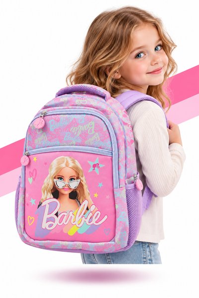 Barbie Lisanslı Kız Çocuk Okul Çantası – Çok Bölmeli, File Cepli, Ergonomik S...