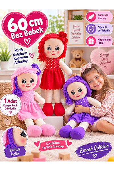 Emrah Gültekin 60 cm Cloth Doll Toy Soft Fabric Large Size Doll 1 Piece Mixed...