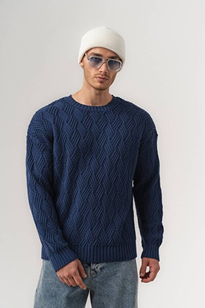 go gang own Vector Thessaloniki Knitted Geometric Patterned Crew Neck Knitwea...