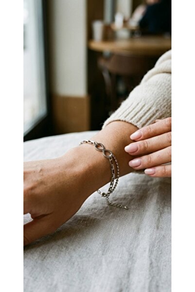 Lunarie Silver Color Infinity Figured Asymmetric Chain Bracelet – Tarnish-Fre...