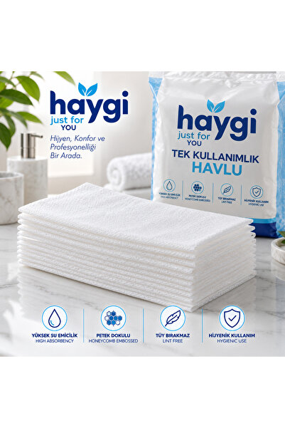 haygi Tek Kullanımlık Cilt Bakım Havlusu Premium Ultra Kalın Petek Dokulu 100...