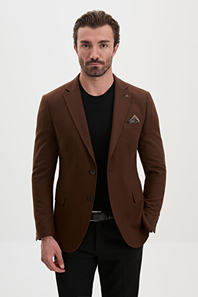 Mcr Straight Slim Fit Wool Blend Men's Jacket Brown - 41509.26K