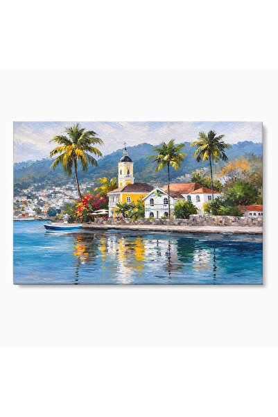 Luxcanva Tablou Canvas Biserica Tropicala 100x70 cm pe Sasiu Lemn Biserica Pe...