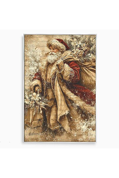 Luxcanva Tablou Canvas Mos Craciun Cu Sacul De Cadouri 70x100 cm cu Rama Argi...