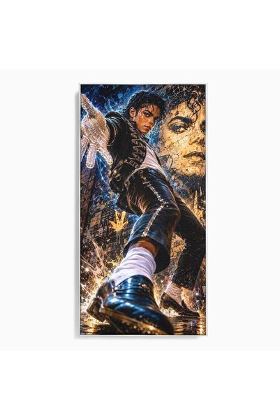 Luxcanva Tablou Canvas Regele Pop 50x100 cm cu Rama Argintiu Muzician Idol Mi...