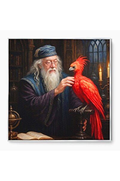 Luxcanva Tablou Canvas Magicianul Si Pasarea De Foc 50x50 cm cu Rama Argintiu...