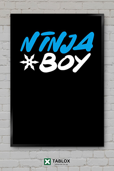 tablomaxtbx Blue Ninja Boy Blue Child Warrior Artă decorativă înrămată Pictur...