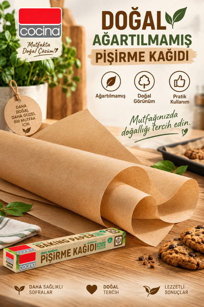 grimorlife 1 Adet 10 Yaprak Ağartılmamış Doğal Hazır Kesilmiş Yağlı Pişirme Fırın Kağıdı- Fırın&Airfryer Kağıdı Sunum Servis Kağıdı