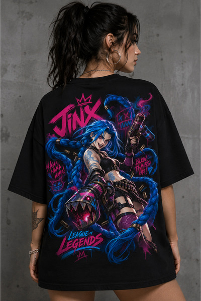 Jinx Baskılı Oversize Unisex T-shirt