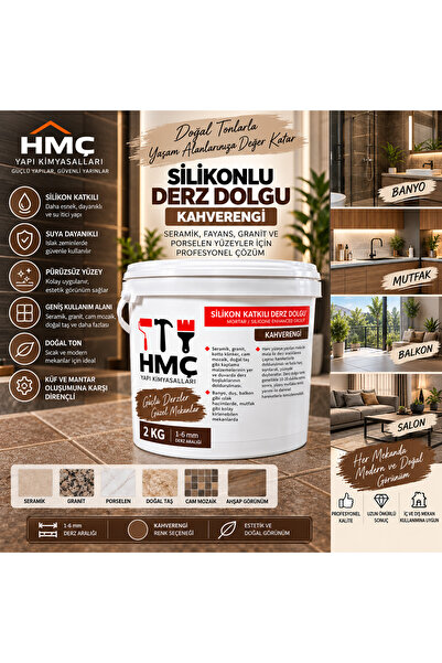 HMÇ Yapı Kimyasalları 2 KG Silikonlu Derz Dolgu Kahverengi 1-6 mm Fayans Seramik Granit Derz Dolgusu