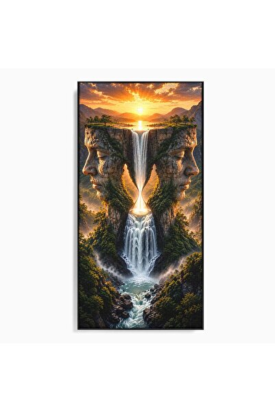 Luxcanva Tablou Canvas Cascadele Fețelor 50x100 cm cu Rama Negru Peisaj Fante...