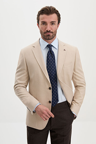Mcr Straight Slim Fit Wool Blend Men's Jacket Beige - 41509.26K