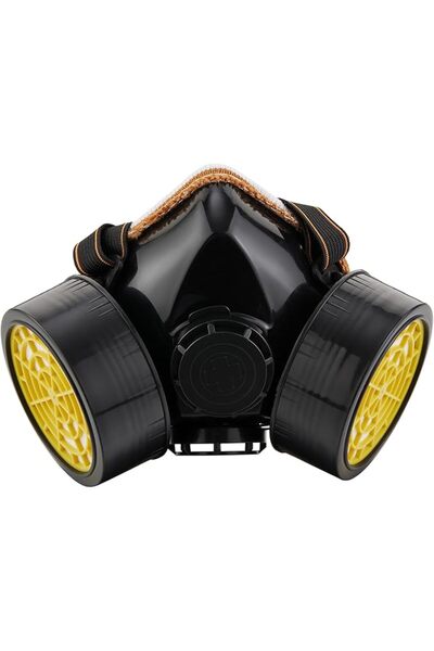 Lawazim Double Filter Gas Mask -Large- Reusable Half-Face Respirator Anti-Dus...