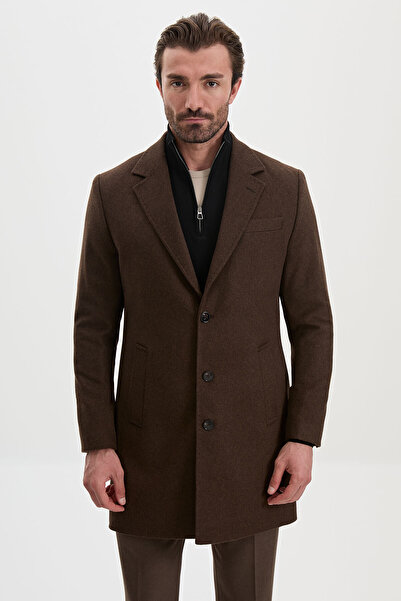 Mcr Straight Slim Fit Classic Wool Men's Coat Light Brown - 21346.26K