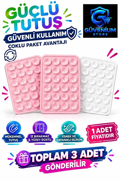 güvenium store Silikon Vakumlu Yapışkanlı Kaymaz Telefon Tutucu Vantuz