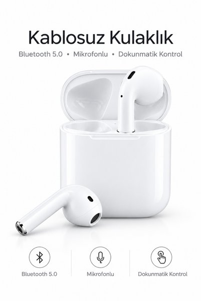 Tinytek Bluetooth 5.0 Kablosuz Kulak İçi Mikrofonlu Kulaklık - Şarj Kutulu, D...
