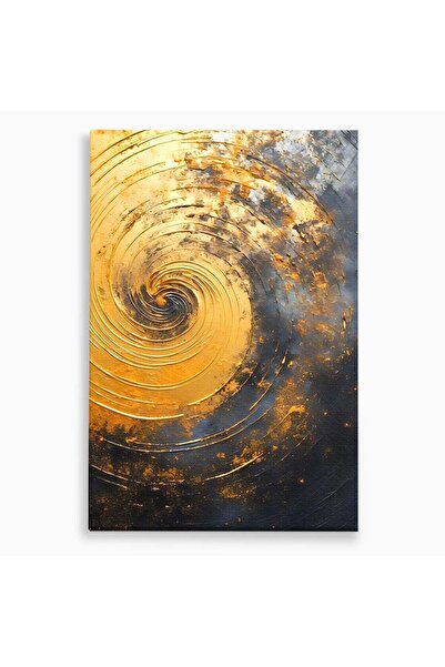 Luxcanva Tablou Canvas Vortexul Auriu 70x100 cm pe Sasiu Lemn Abstract Spiral...