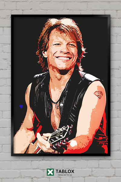 tablomaxtbx Bon Jovi Group Music Rock Singer Πορτρέτο Αφίσα με κορνίζα Διακοσ...