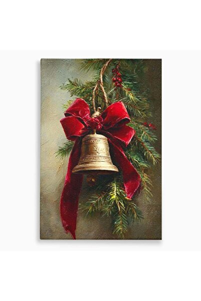 Luxcanva Tablou Canvas Clopot De Craciun 40x60 cm pe Sasiu Lemn Funda Rosu De...